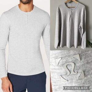 Lululemon 5 Year Basic Long Sleeve Henley Heathered Core Ultra Light Grey XL